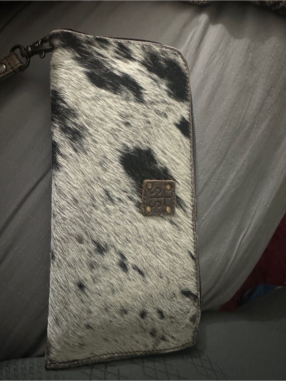 STS Ranchwear Black and White Cowhide Wristlet